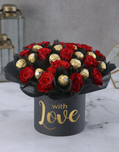 Red roses and Ferrero Rocher arrangement 