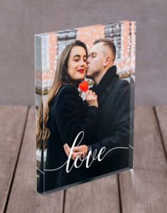 A personalised acrylic block